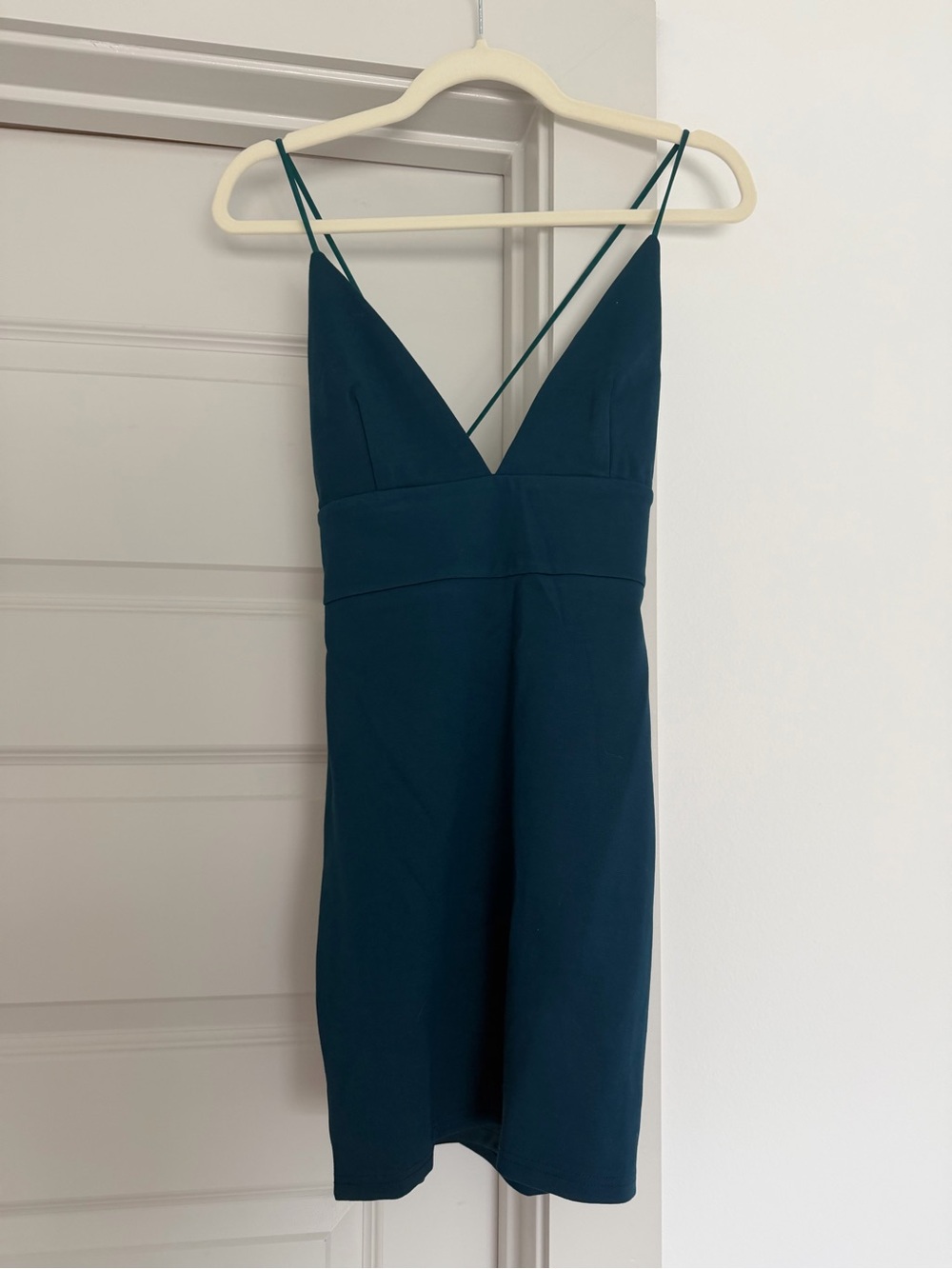 Superdown Teal Deep V Mini Dress